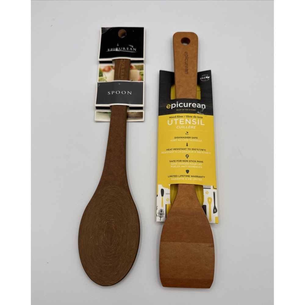 2 - Epicurean Wooden Saute Spatula & Spoon Kitchen Utensils USA Made